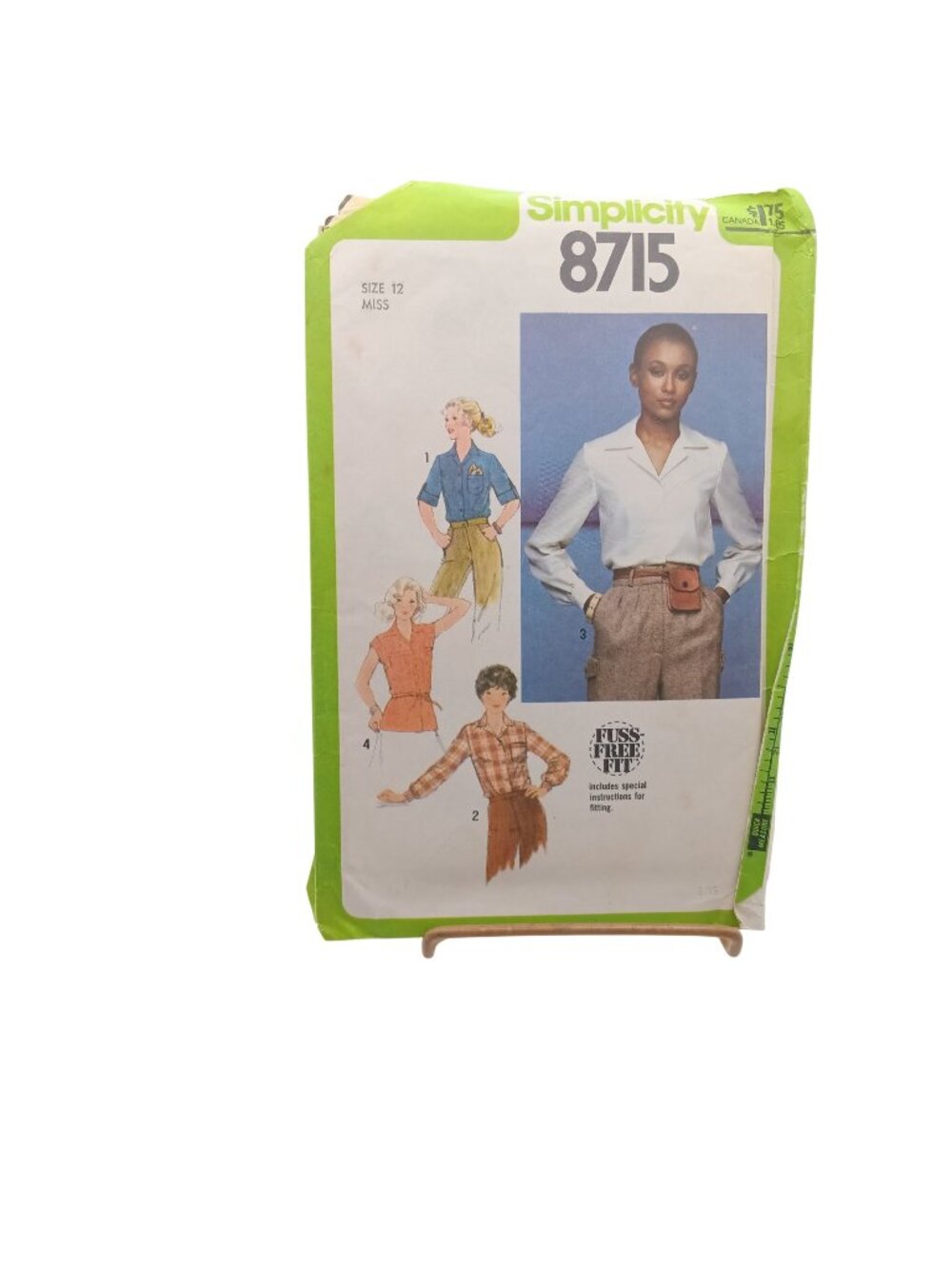 Simplicity 8715 Misses Blouse & Belt Sewing Pattern Size 12 Vintage 1980s